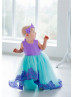 Turquoise And Lavender High Low Flower Girl Dress